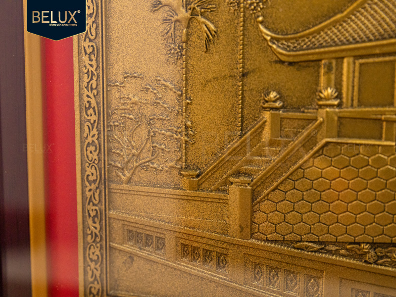 Tranh Chùa Một Cột bằng đồng 26x21cm